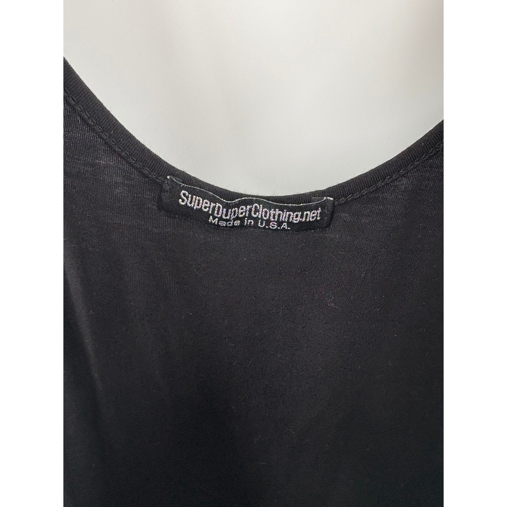SuperDuperClothing Black Graphic Tank Top Drink Wine Save‎ Animals Naps * - Picture 2 of 7